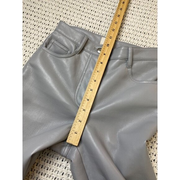 Aritzia Wilfred Gray Faux Leather Pants Women size 00 Straight Leg Moto Neutral - Picture 5 of 16
